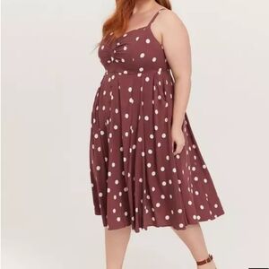 Torrid Brown Polka Dot Midi Dress